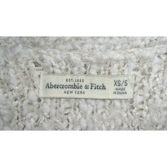 Vintage y2k Abercrombie & Fitch Sweater Ivory Fuzzy Gold Metallic Soft Old Money - Picture 8 of 9